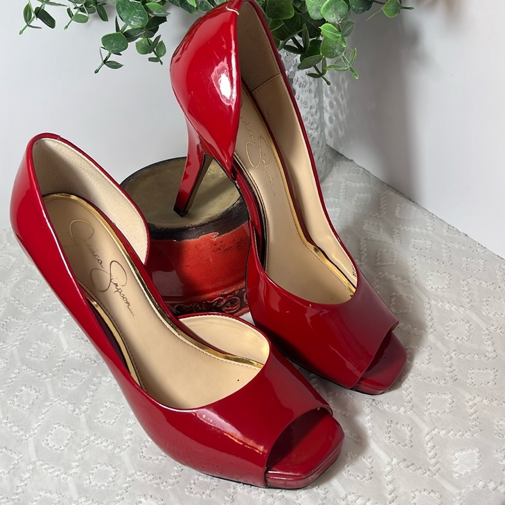 Jessica Simpson Red Heels Women Size 10 Shoes - Picture 2 of 9